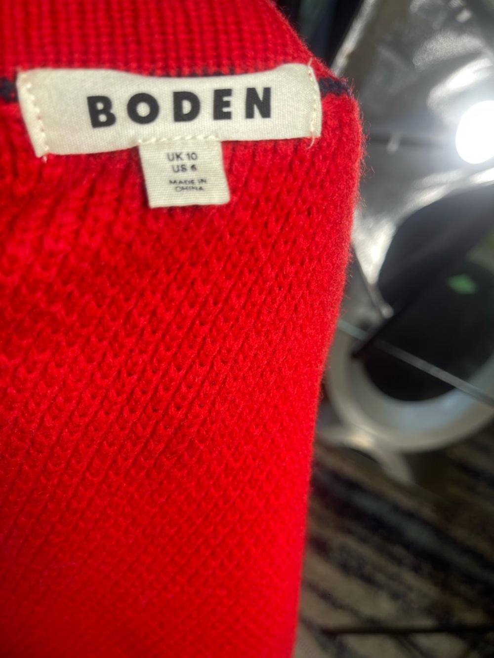 Boden Wool Red Button Up Knit textured stitch Cardigan sweater size 6 - Picture 7 of 8